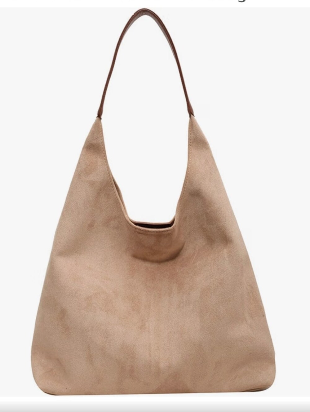 Minimalist Suede Hobo Bag in Taupe